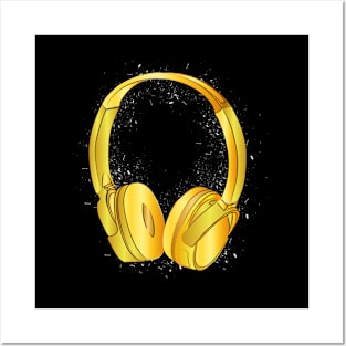 Starry Star and gold earphone Posters and Art